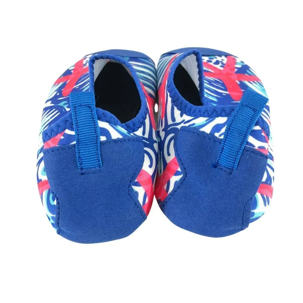 Boys Girls Unisex Water Shoes Fabric Slip On Starfish Blue White 32/33 US 1/1.5